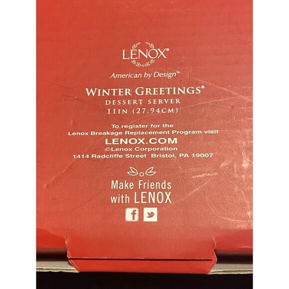 Lenox Winter Greetings Dessert Server new in open box Christmas winter cardinal - Picture 10 of 10